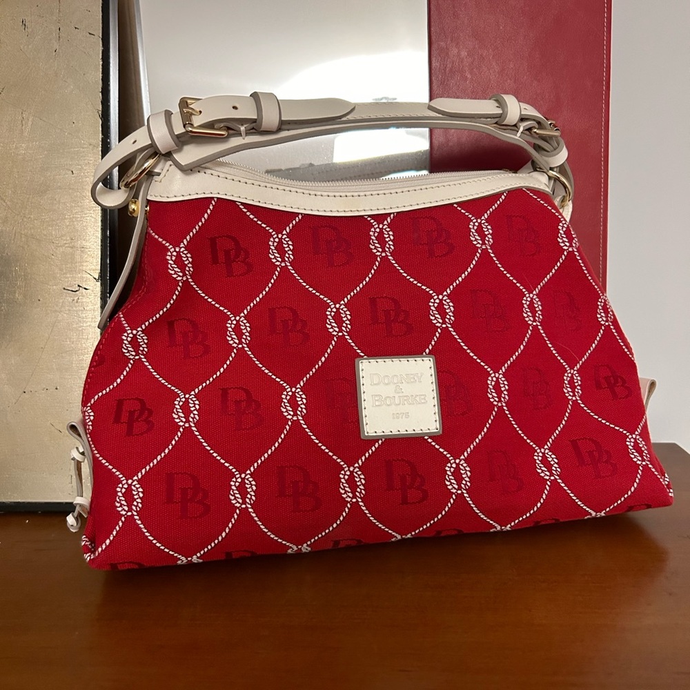 Dooney & Bourke Red Logo Canvas Shoulder Bag